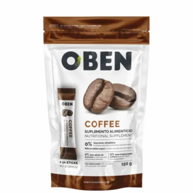 Cafe OBEN. Cafe quema grasas. 30 Sobres individuales Sin azucar añadido.