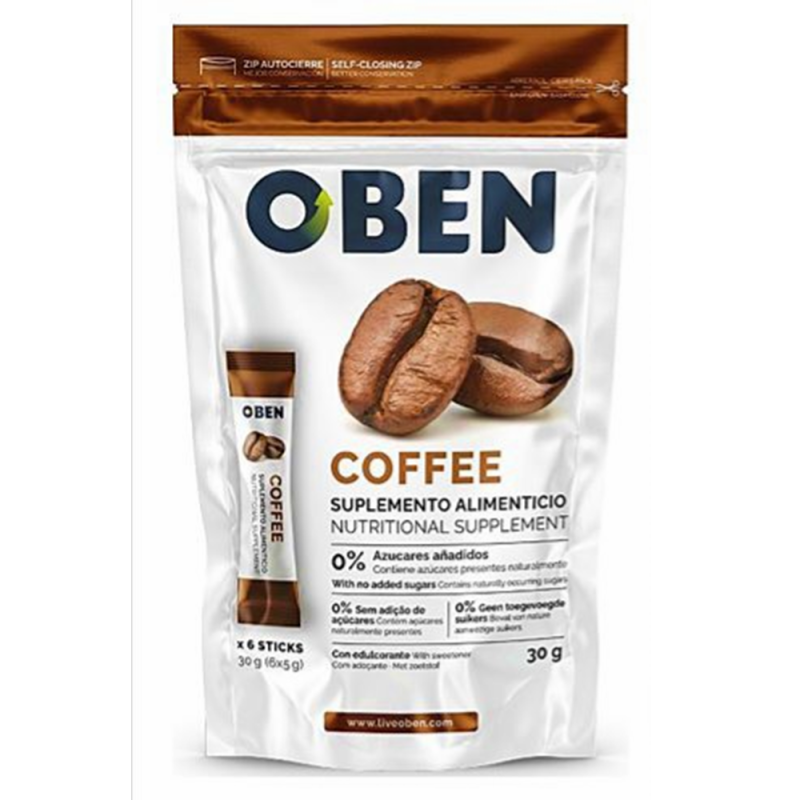 Cafe OBEN. Cafe quema grasas. 6 Sobres individuales Sin azucar añadido. Para 1 semana .