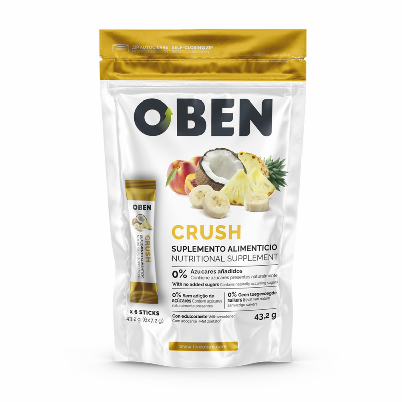 OBEN Crush Tropical .Potente Quema Grasas. Delicioso sabor a fruta . 6  sobres individuales. Sin Azucar añadido.